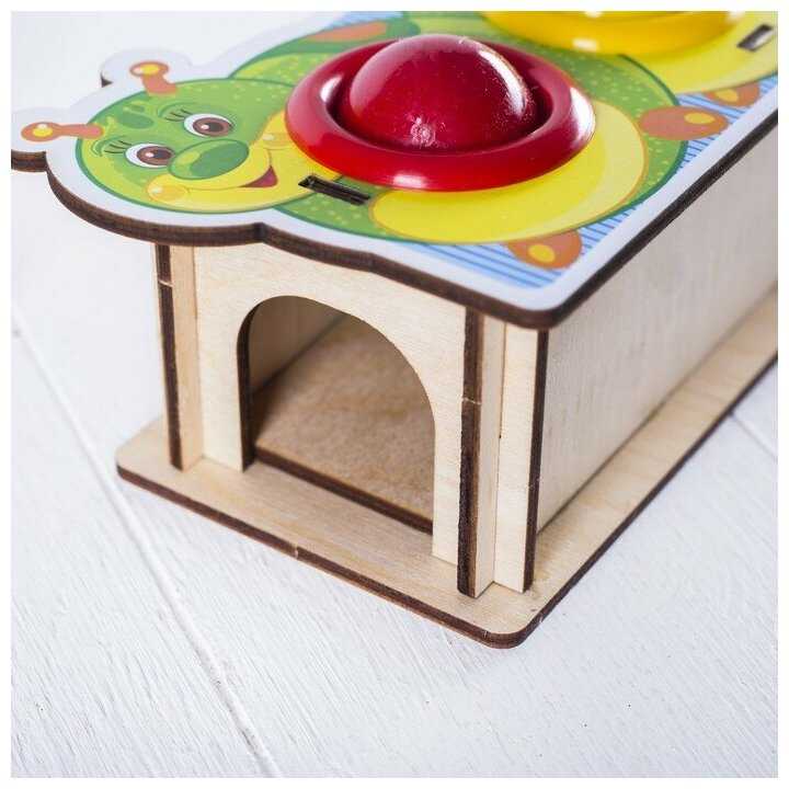 Стучалка-сортер «Гусеница», с молотком, WoodLand Toys фотография 1