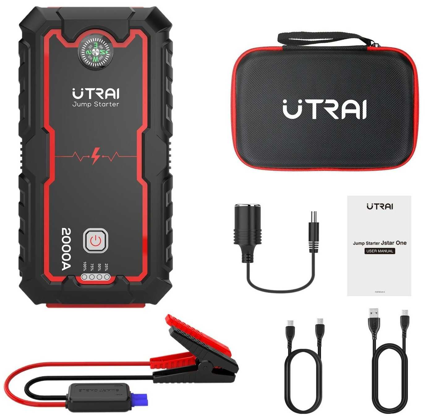 Портативное пусковое зарядное устройство UTRAI 2000A для автомобиля/ Power Bank/ ПЗУ/ Пускач фотография 1