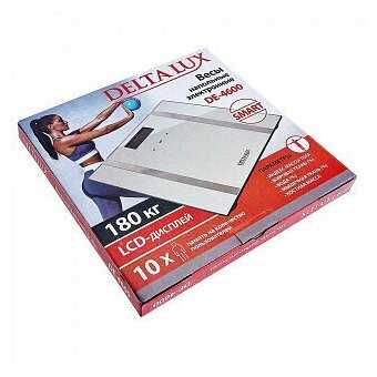 Весы напольные DELTA LUX DE-4600 , диагностические, до 180 кг, 2хААА, стекло, белые фотография 10