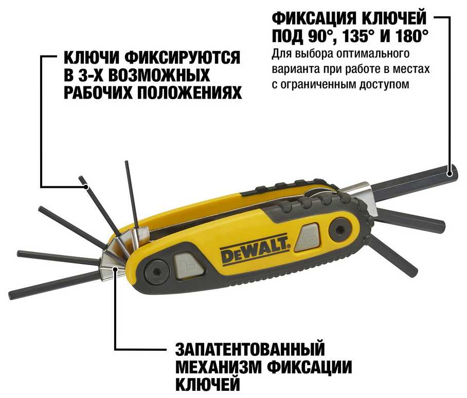 Набор из 8-ми шестигранных ключей складной DEWALT DWHT0-70263, 1.5-8мм фотография 1