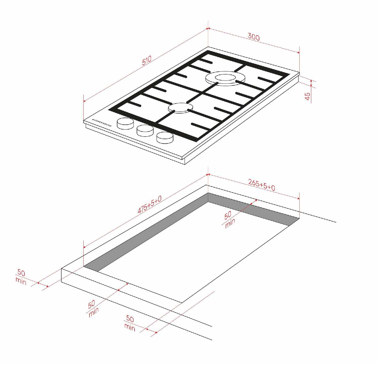 Варочная панель газовая Домино Kuppersberg FG 33 W фотография 5