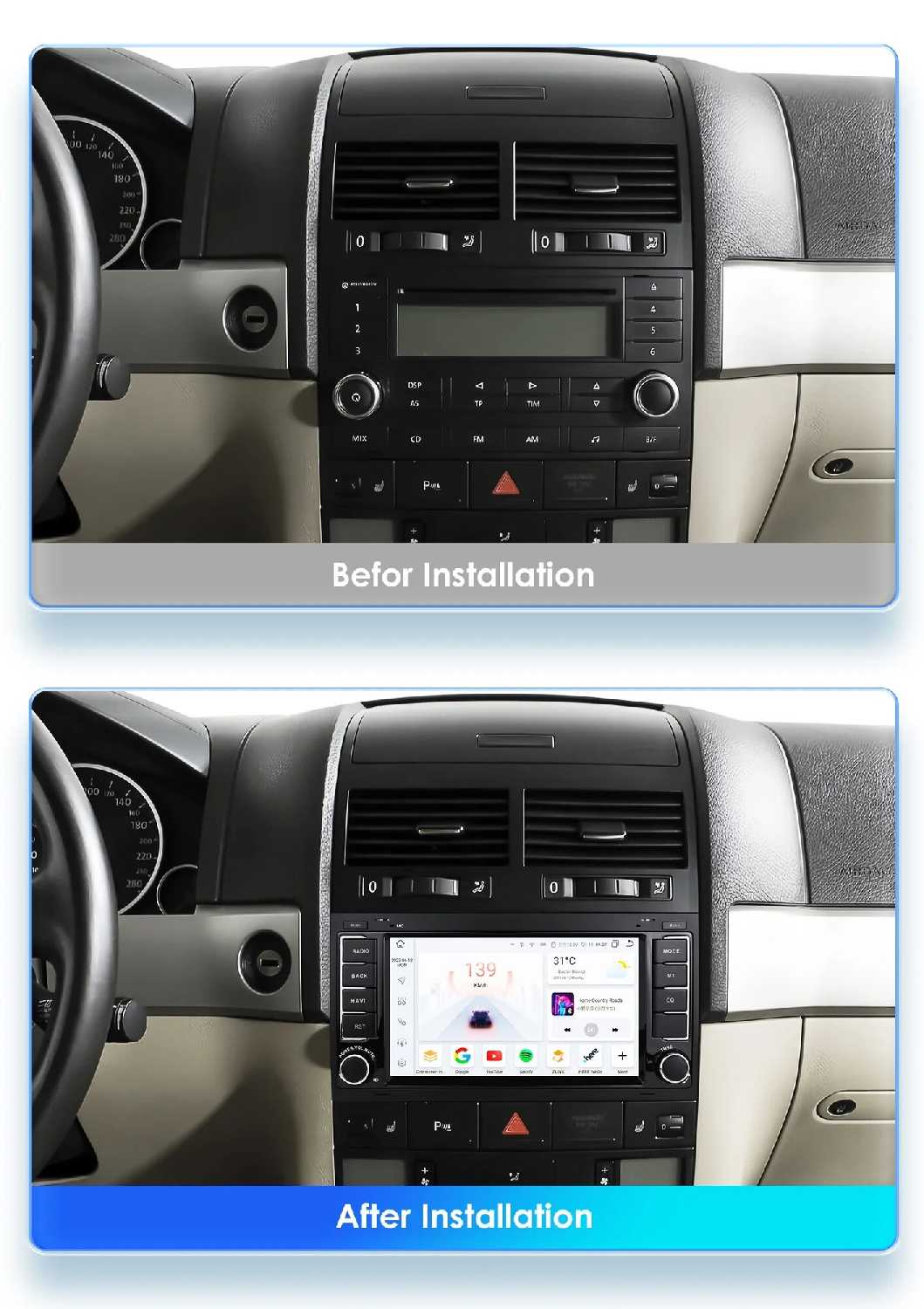 Автомагнитола Carplay Android для Volkswagen VW Touareg Multivan T5 Transporte 2004-2011 (7862) фотография 27