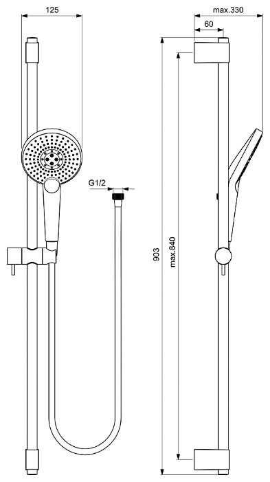 Душевой гарнитур Ideal STANDARD Idealrain Evo Jet Round XL3 B1763AA, фотография 1