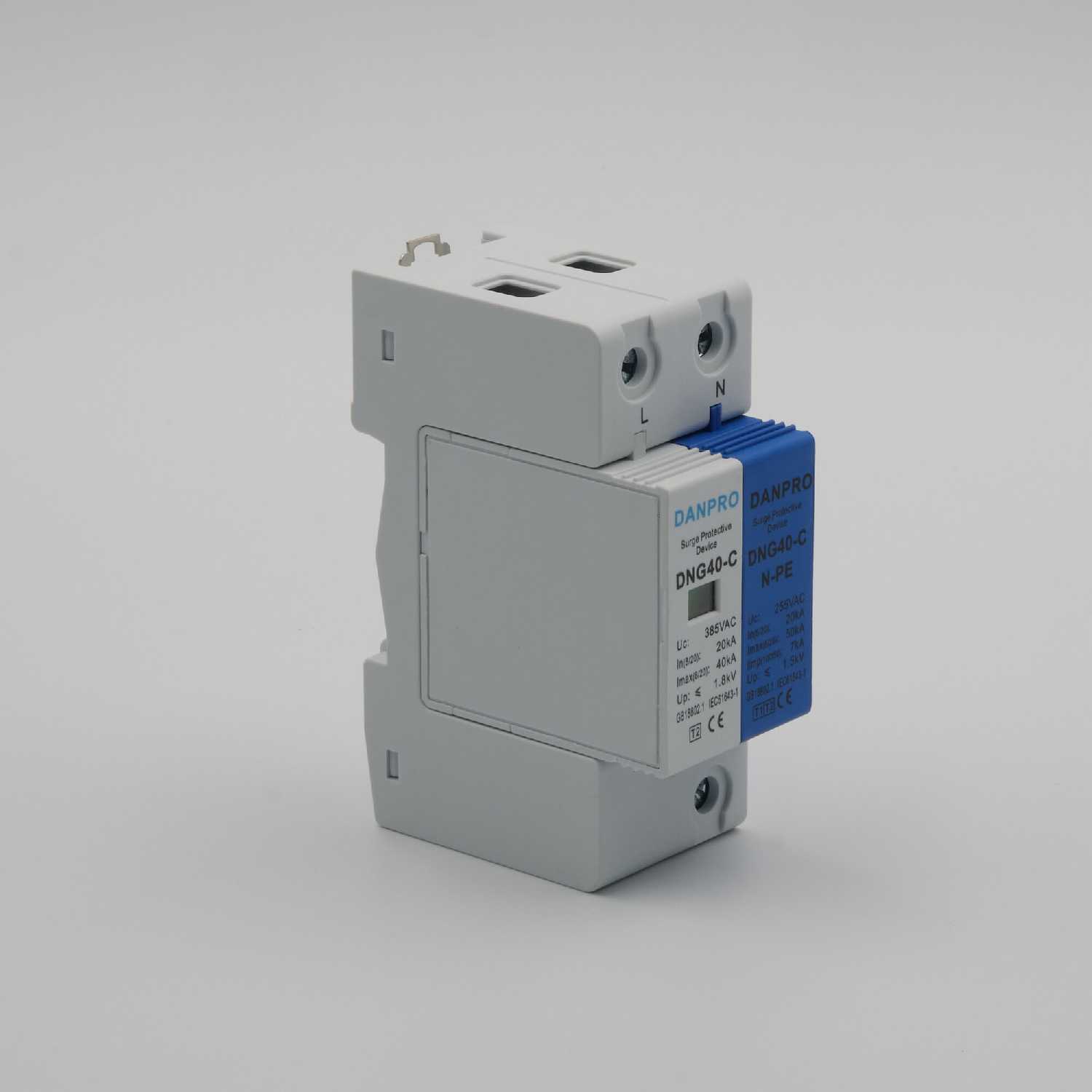 Устройство защиты от импульсных перенапряжений DANPRO DNG-40KA/2P 1P+NPE 20-40 кА 385 В класса С фотография 3