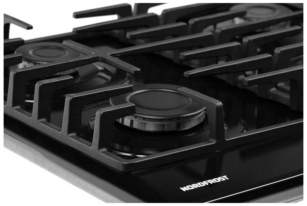 Газовая варочная поверхность NORDFROST HS 6043 B (чугун решетки, газ-контроль) фотография 4