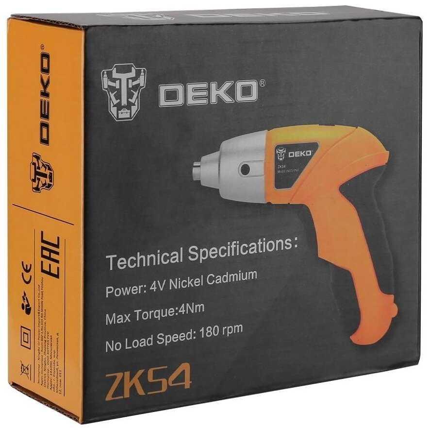 Аккумуляторная отвертка DEKO ZKS4 + набор оснастки 10 предметов фотография 4