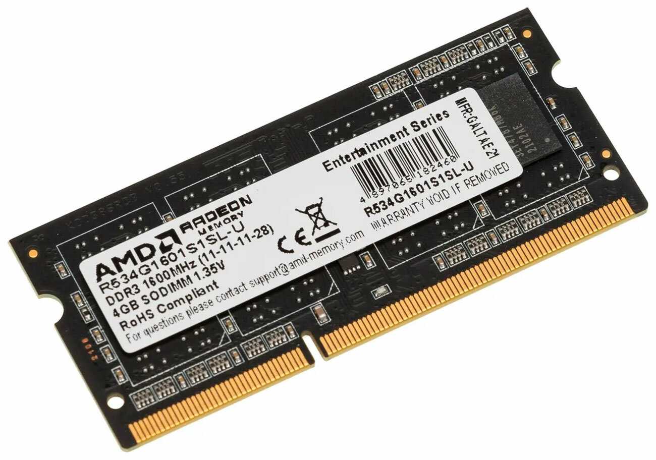 Оперативная память AMD 4 ГБ DDR3L SODIMM (R534G1601S1SL-U) фотография 9