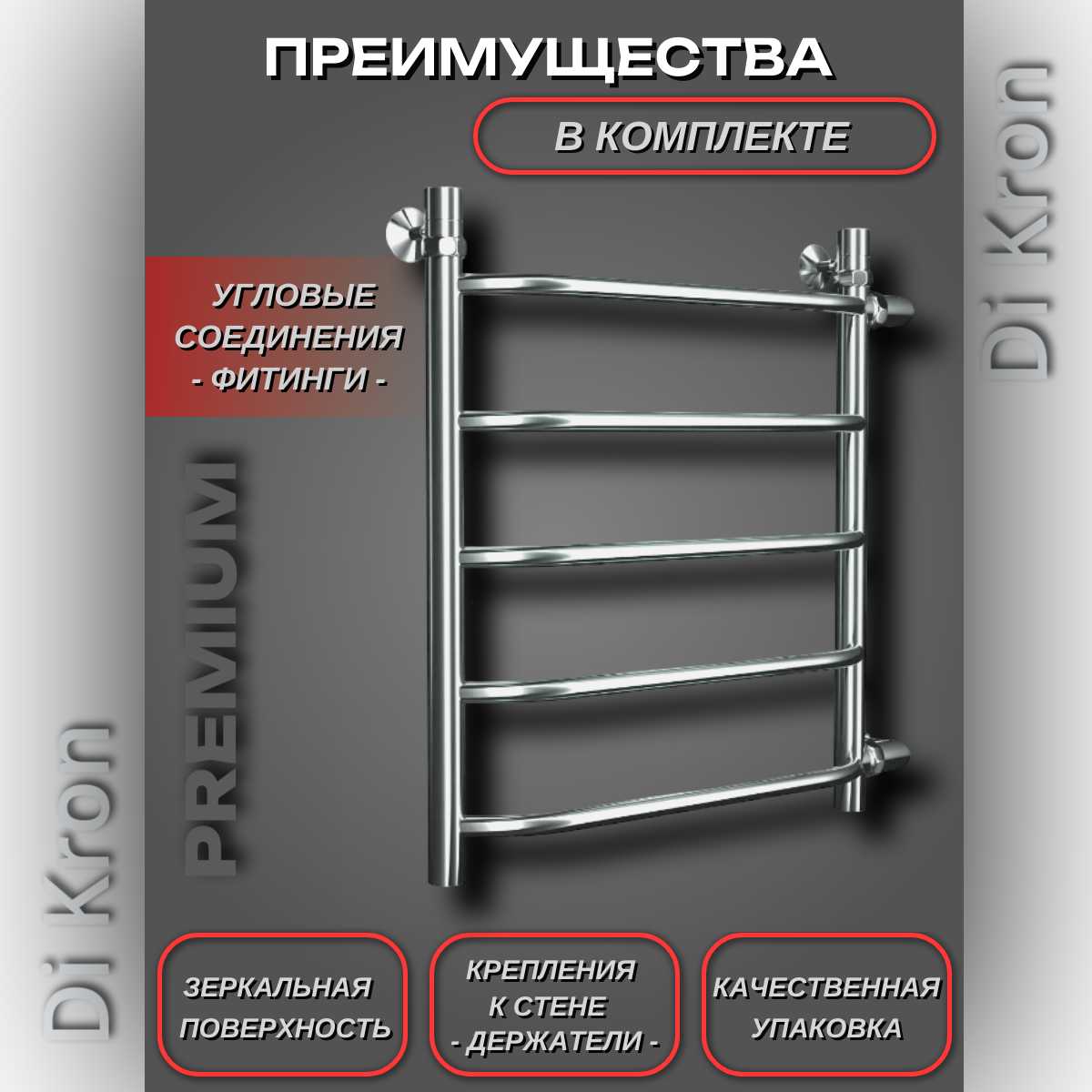 Полотенцесушитель Водяной Di Kron Premium-T (600х500) фотография 1