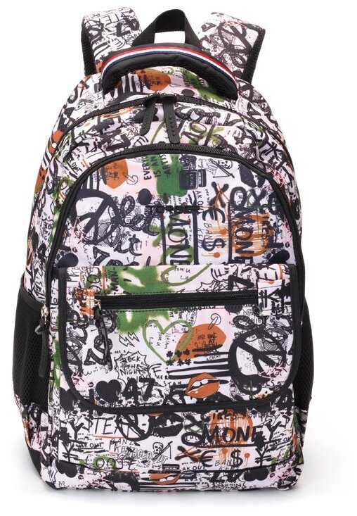 Рюкзак TORBER CLASS X, черно-белый с рисунком, полиэстер, 45 x 30 x 18 см TORBER MR-T2743-WHI-BLK