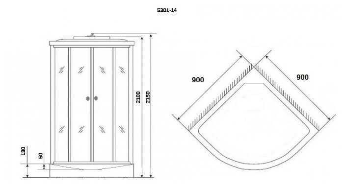 Душевая кабина Niagara NG-5301-14 низкий поддон 90см*90см фотография 2