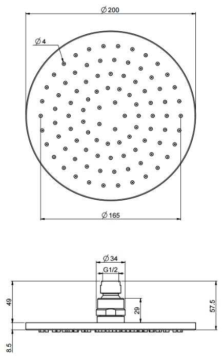 Верхний душ FIMA F2117/2CR, хром фотография 1