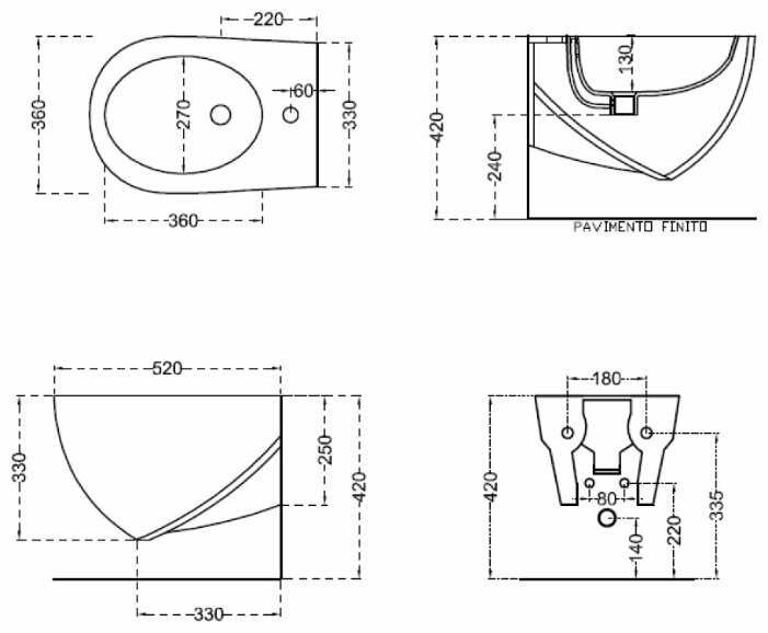 Биде подвесное HIDRA Abc ABW14 с горизонтальным выпуском фотография 1