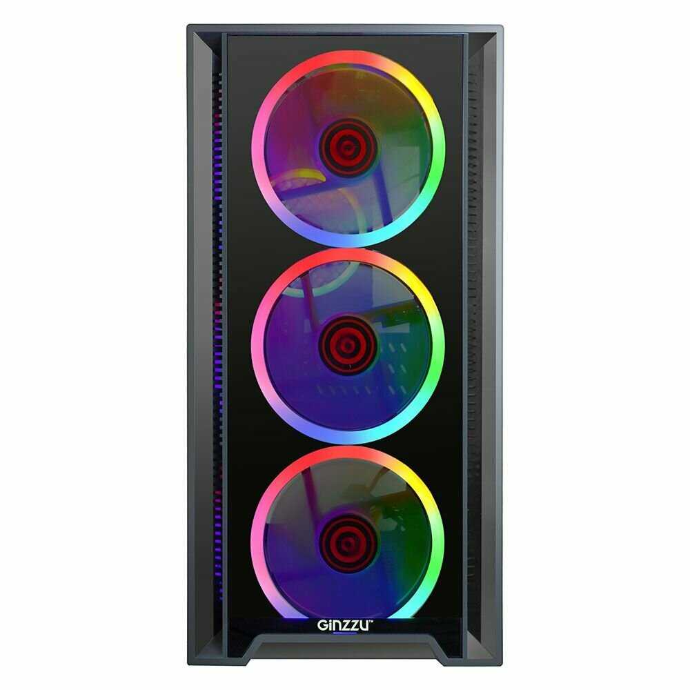 Корпус Ginzzu CL620 mATX 412см FAN, закаленное стекло боковая и передняя панель фотография 4