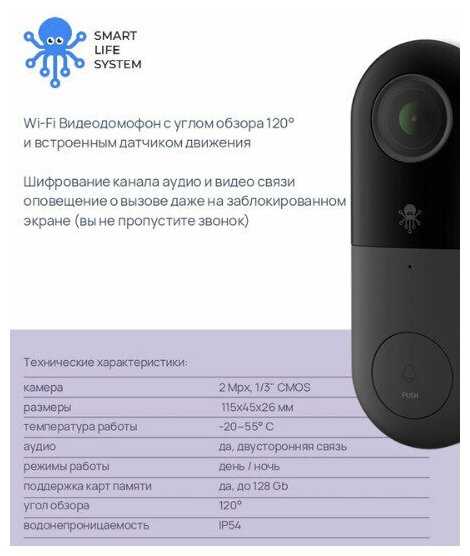 Домофон внешний SLS BELL-01 WiFi фотография 2