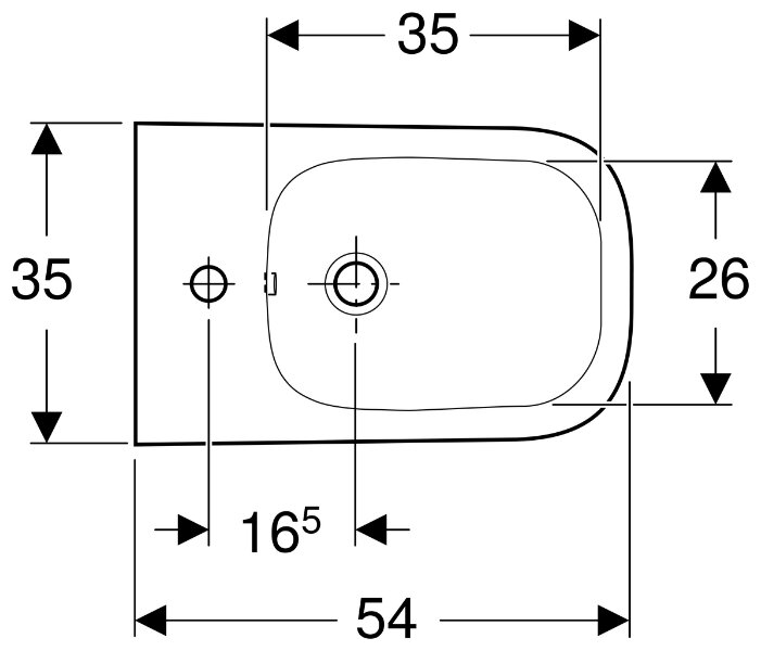 Биде подвесное GEBERIT Smyle Square 500.209.01.1 с горизонтальным выпуском фотография 1