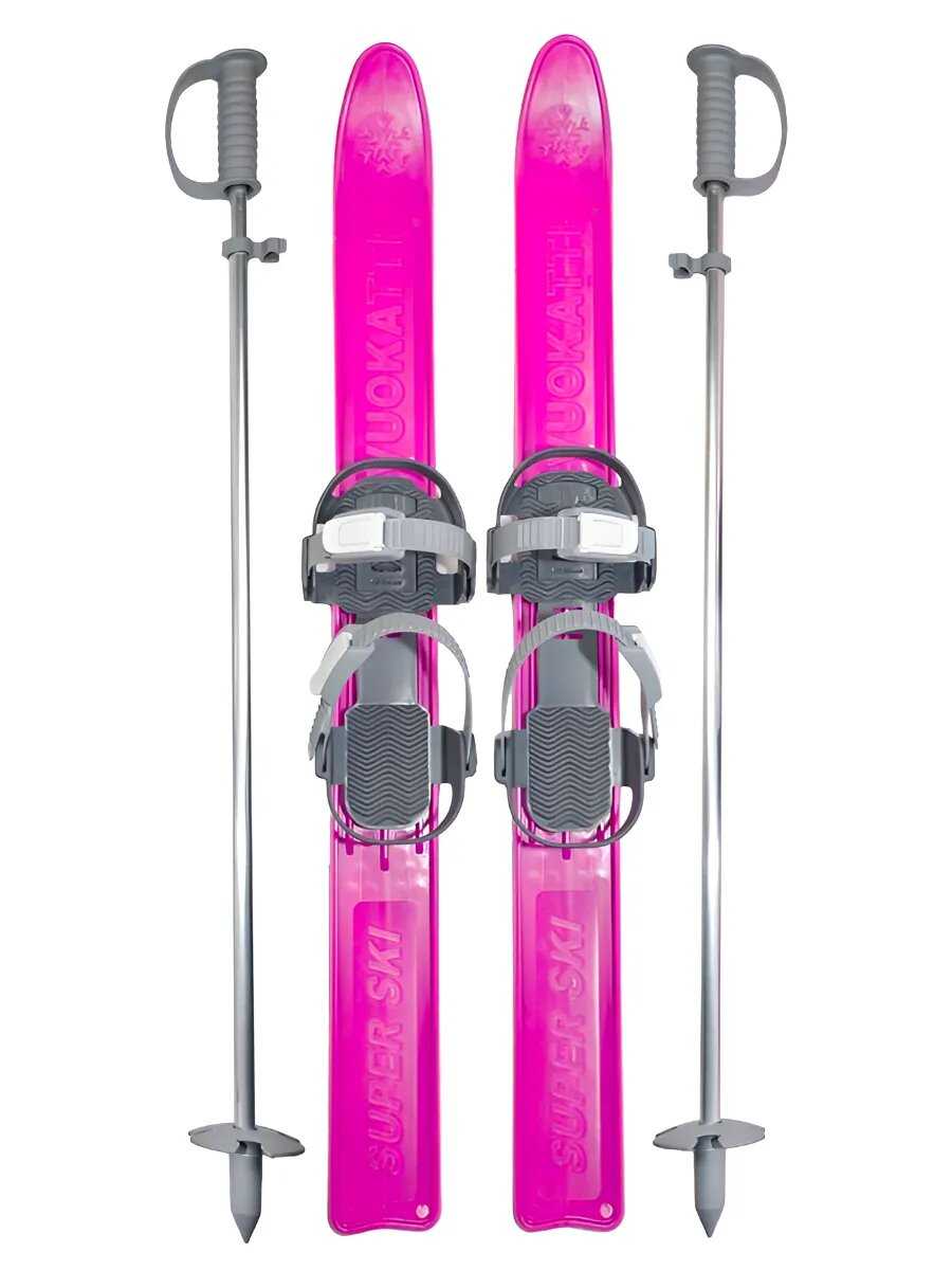 Лыжный комплект детский с креплениями и палками (75 см) фотография 28