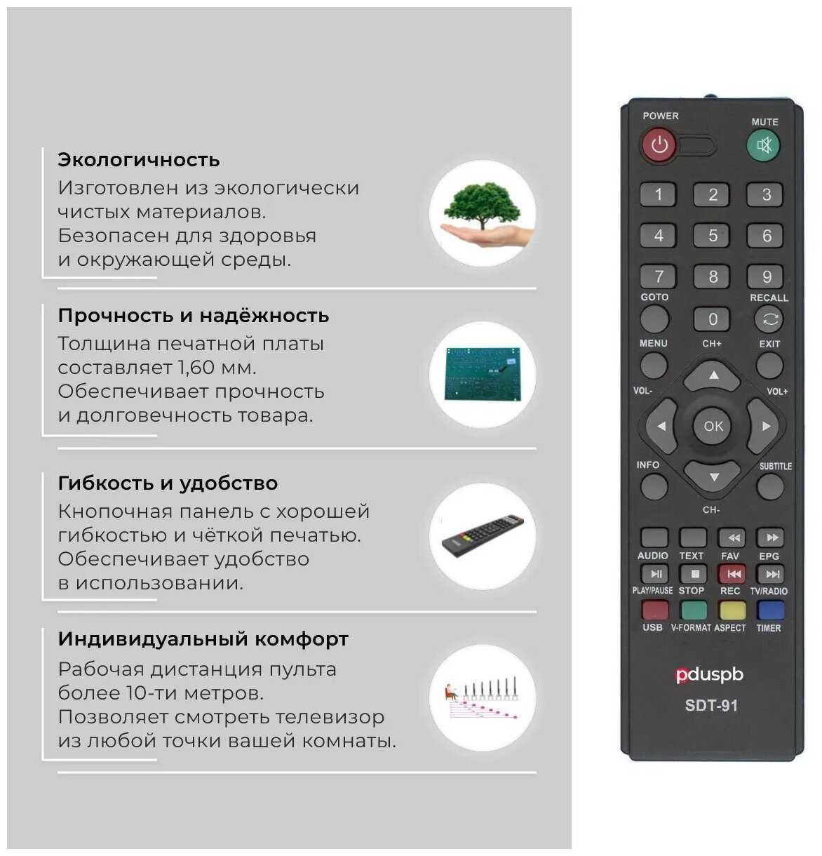 Пульт PDUSPB для Supra SDT-91 DVB-T2 фотография 1