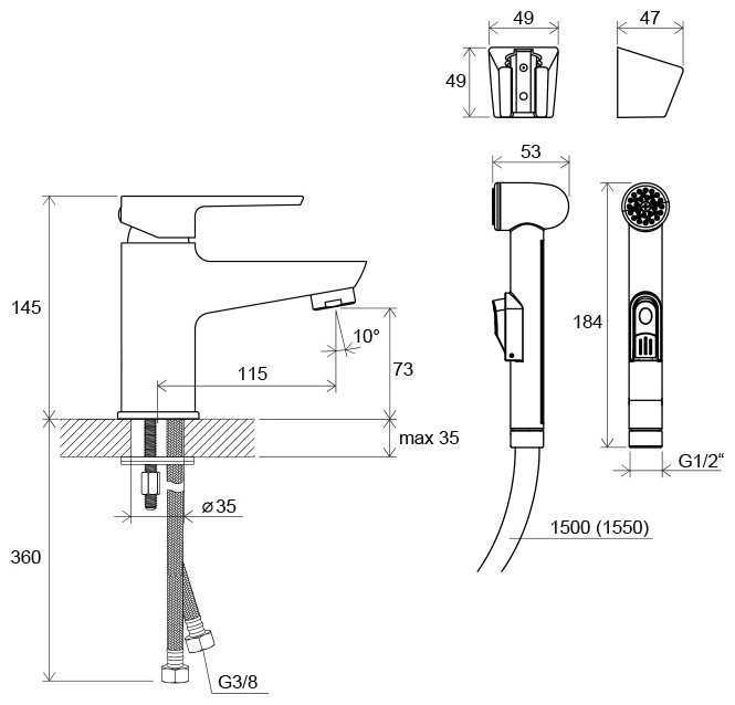 Смеситель для раковины (умывальника) RAVAK BM 011.00, рычажный фотография 1