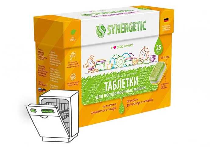 Таблетки для посудомоечной машины Synergetic Эко биоразлагаемые фотография 2