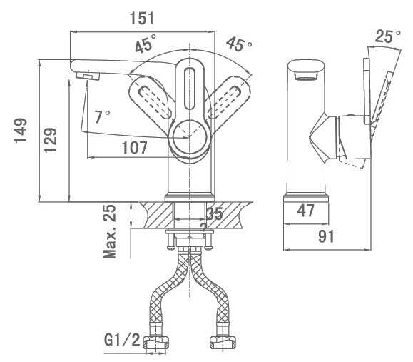 Смеситель для раковины (умывальника) D&K Rhein.Paulinus DA1352101, рычажный фотография 1
