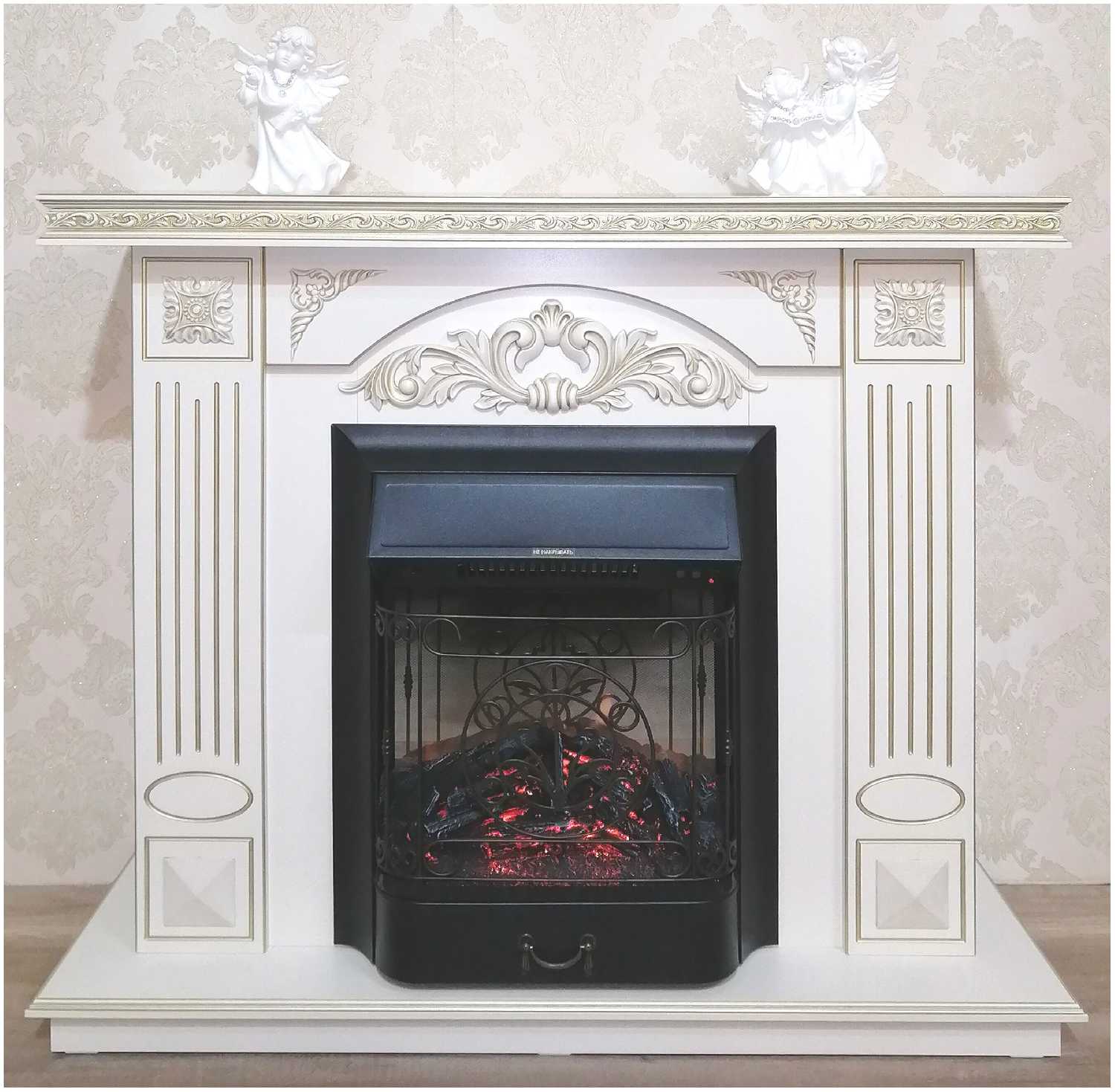 Электрокамин Cold Fire Lantana бежевый с очагом RealFlame Majestik s LUX Black фотография 2