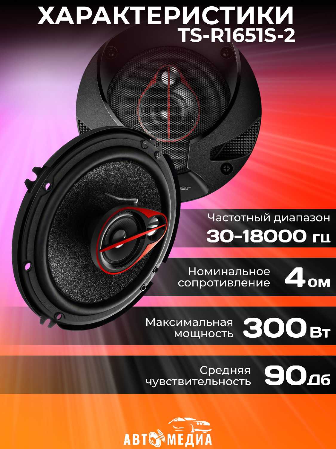 Колонки автомобильные Pioneer TS-R1651S-2 фотография 1