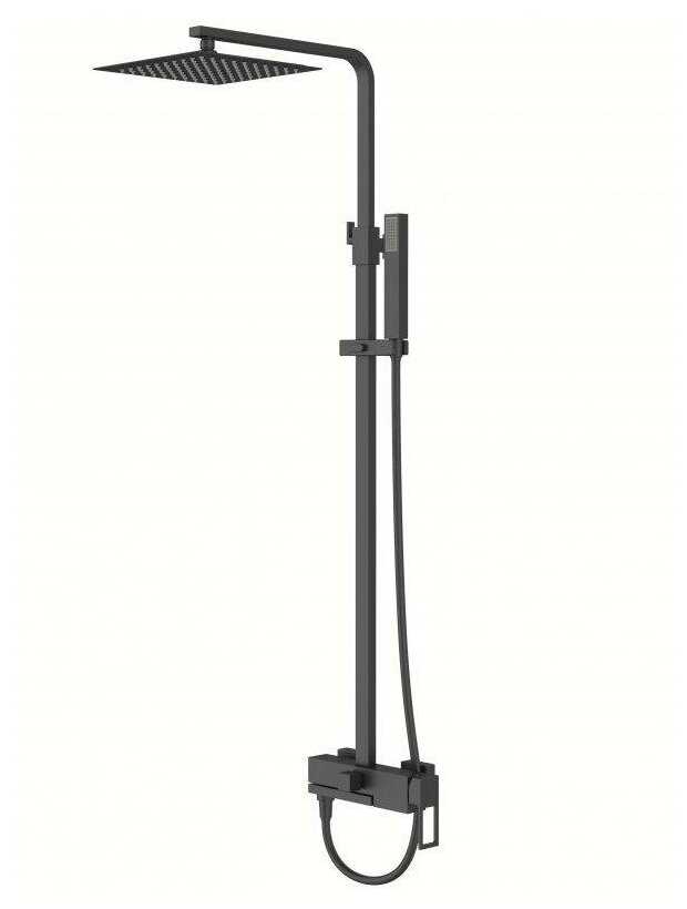 Душевая стойка BelBagno LUCE LUC-VSCM-NERO со смесителем для ванны, верхним и ручным душем, чёрный