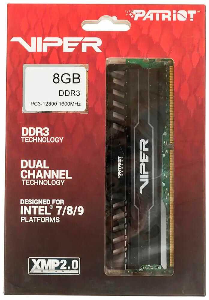Оперативная память Patriot Memory VIPER 3 8 ГБ DDR3 DIMM CL10 (PV38G160C0) фотография 18
