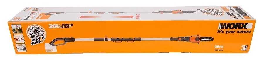 Цепная пила Аккумуляторная телескопическая WORX WG349E.9, 20В, 20 см, без АКБ и ЗУ фотография 10