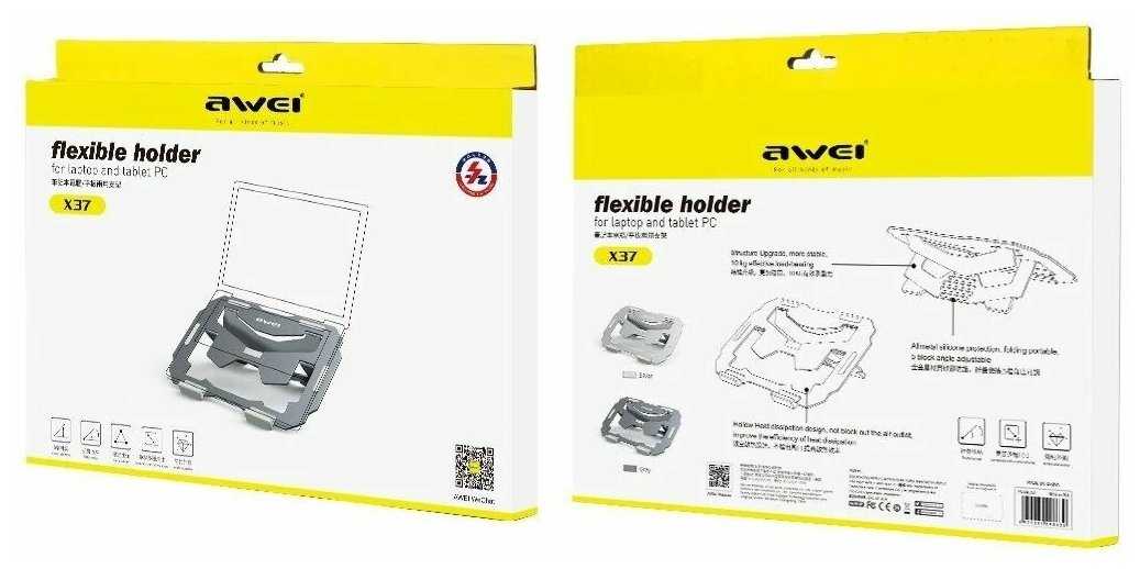 Подставка для ноутбука / планшета до 17 дюймов Awei Flexible Holder X37 фотография 12