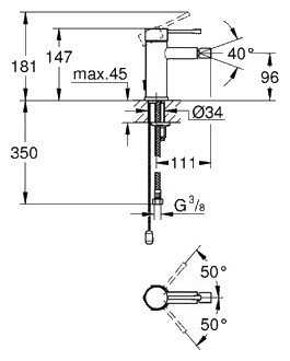 Смеситель для биде Grohe Essence+ 32934001, рычажный фотография 1