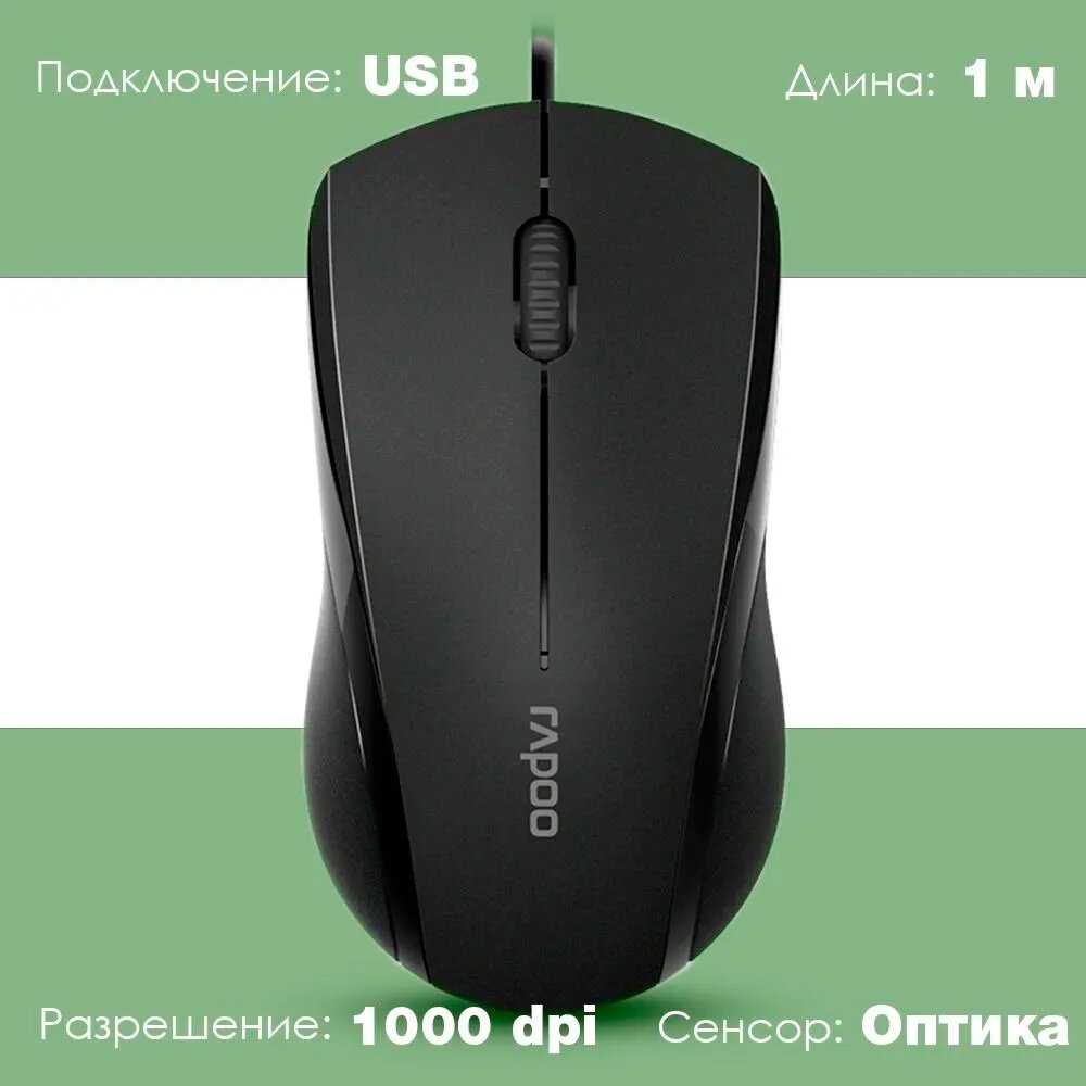 Мышь Rapoo Бесшумная мышь N1600 (OEM Pack)