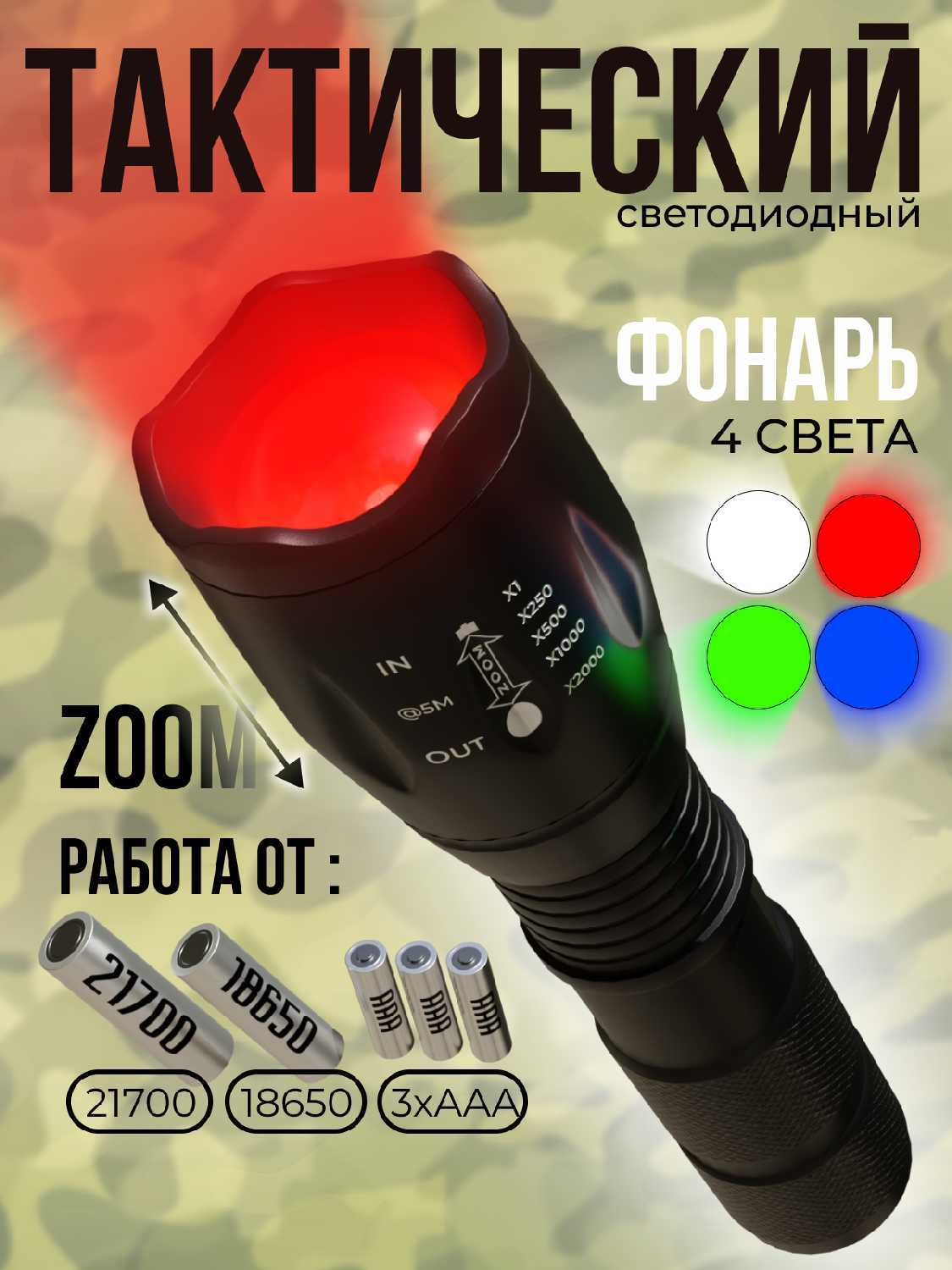 Фонарь ручной светодиодный с ZOOM фотография 15