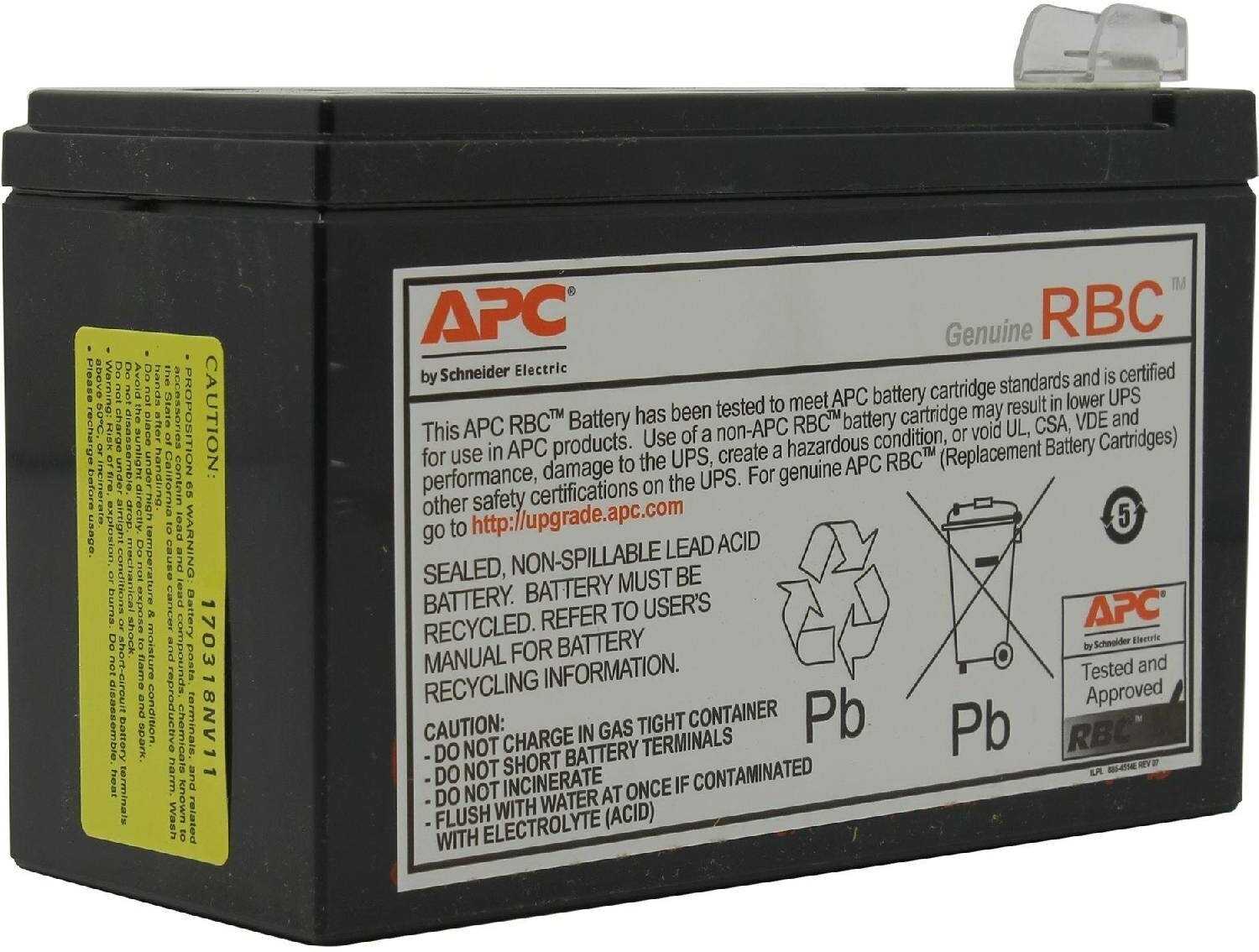 Аккумуляторная батарея APC by Schneider Electric APCRBC110 12В 7.2 А·ч фотография 2