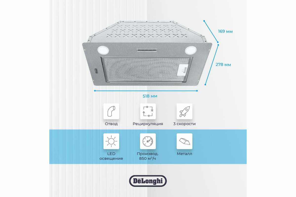 Кухонная вытяжка DeLonghi COSETTA 508 BB фотография 10