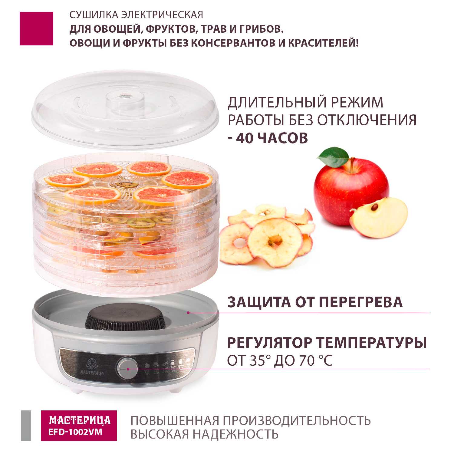 Сушилка для овощей Мастерица EFD-1002VM 3в1