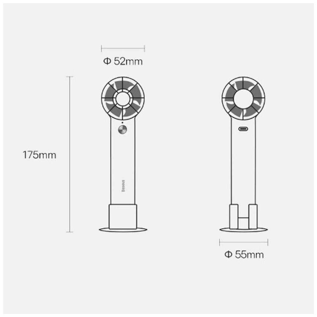 Портативный мини-вентилятор Baseus Flyer Turbine Handheld Fan, 2000 mAh, Пурпурный, ACFX000005 фотография 2