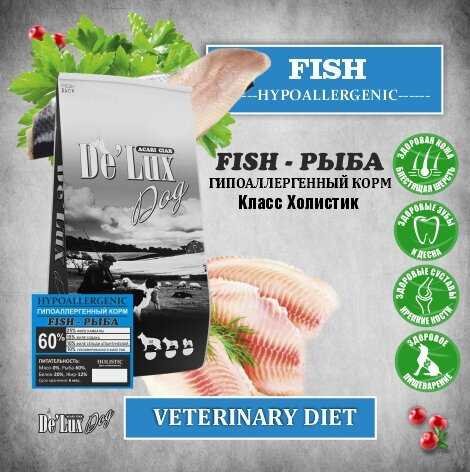 Сухой корм для собак DE'LUX Vet A Dog Hypoallergenic Fish (Акари Киар) фотография 11