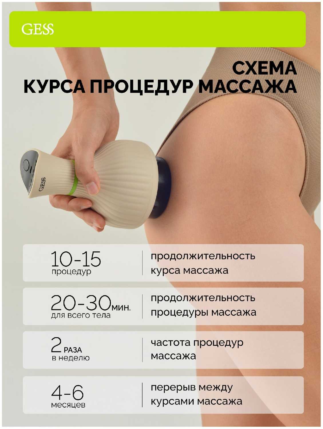 Вакуумный антицеллюлитный вибромассажер для тела GESS Body Tonus фотография 4