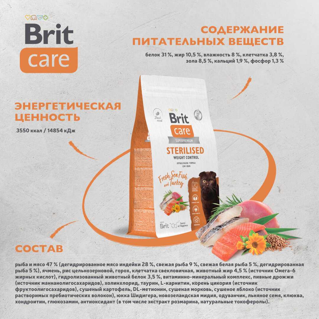 Сухой корм BRIT CARE Cat Sterilised Weight Control фотография 9