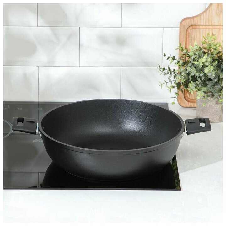 Сковорода «Традиция», d=30 см, съёмные ручки, антипригарное покрытие, цвет чёрный фотография 5