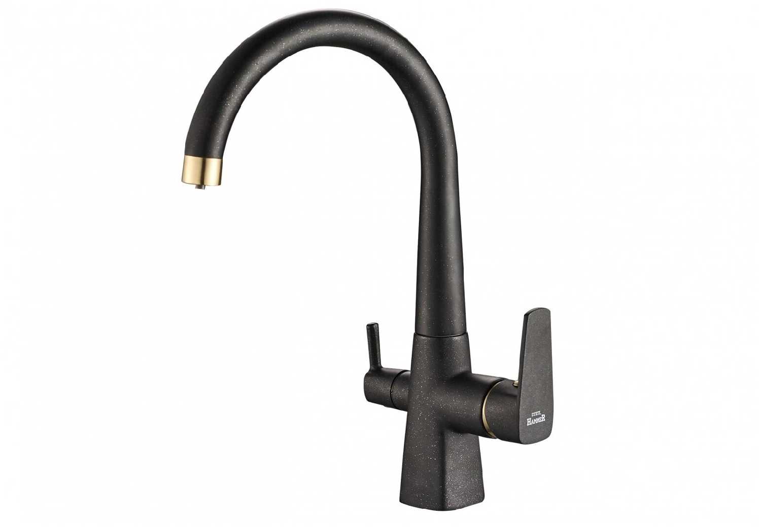 Смеситель для кухни (мойки) STEEL HAMMER SH 819 BLACK BR, рычажный