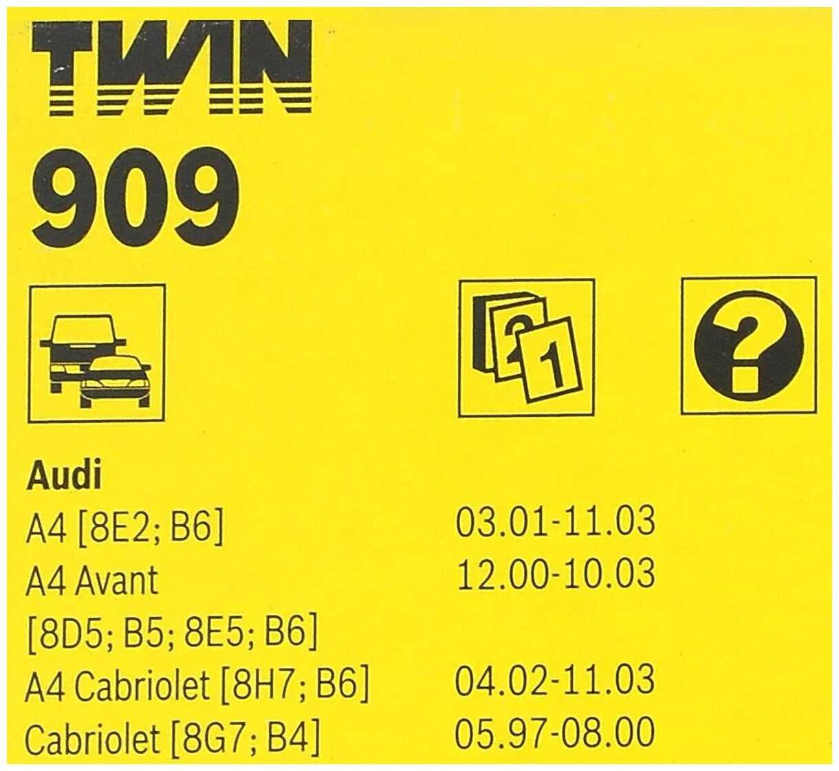 Щетка стеклоочистителя каркасная Bosch Twin 909, 2 шт. фотография 2