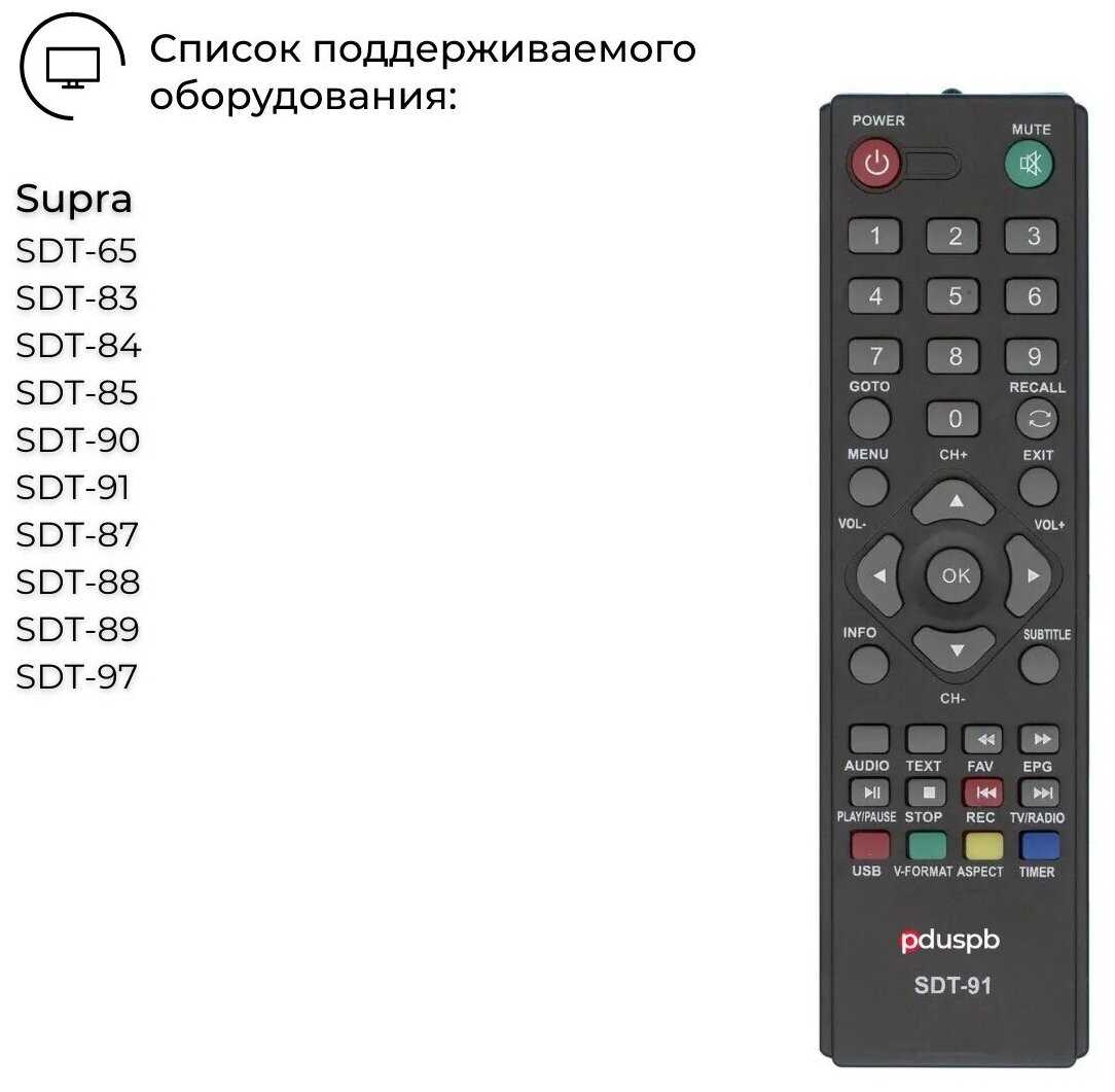 Пульт PDUSPB для Supra SDT-91 DVB-T2 фотография 3