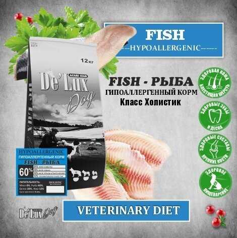 Сухой корм для собак DE'LUX Vet A Dog Hypoallergenic Fish (Акари Киар) фотография 5