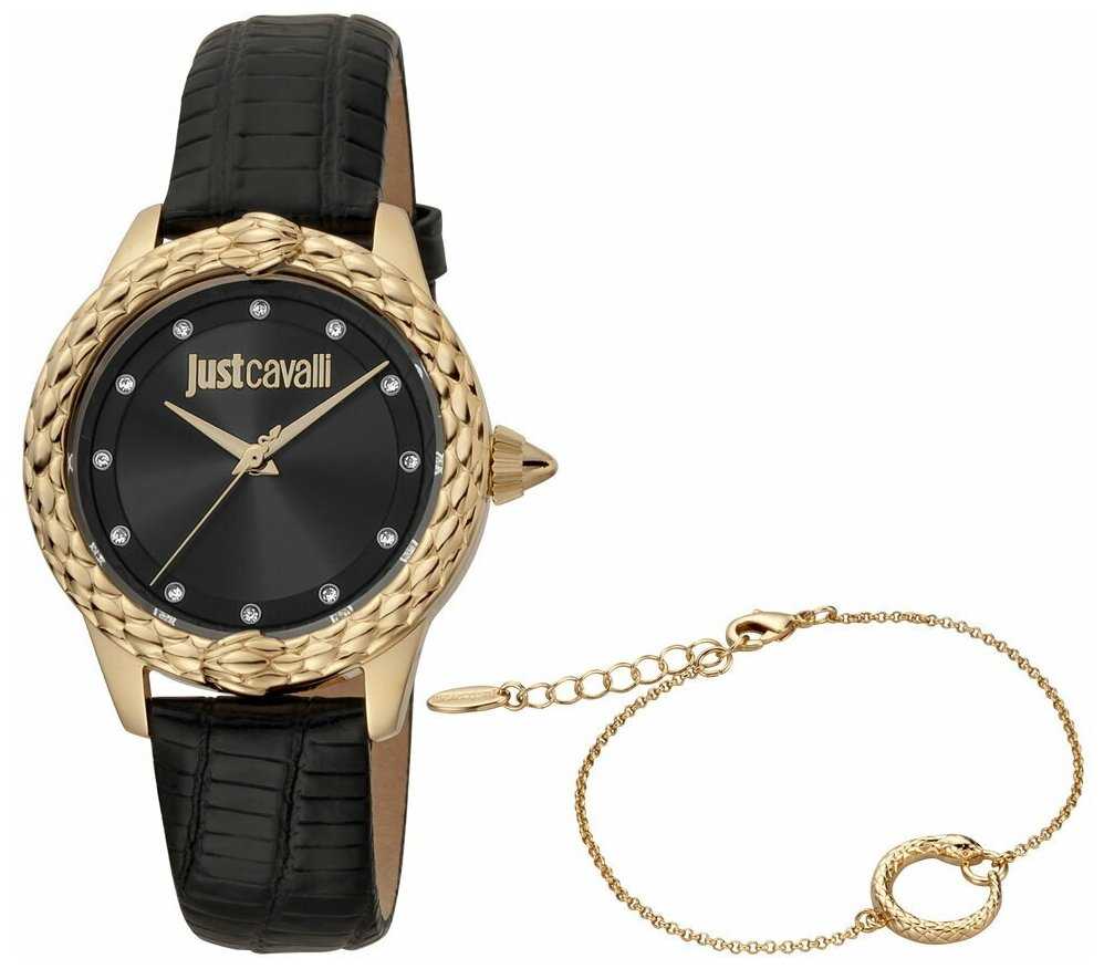 Наручные кварцевые часы Just Cavalli JC1L144L0025, стальной корпус, кожаный ремешок, браслет на руку