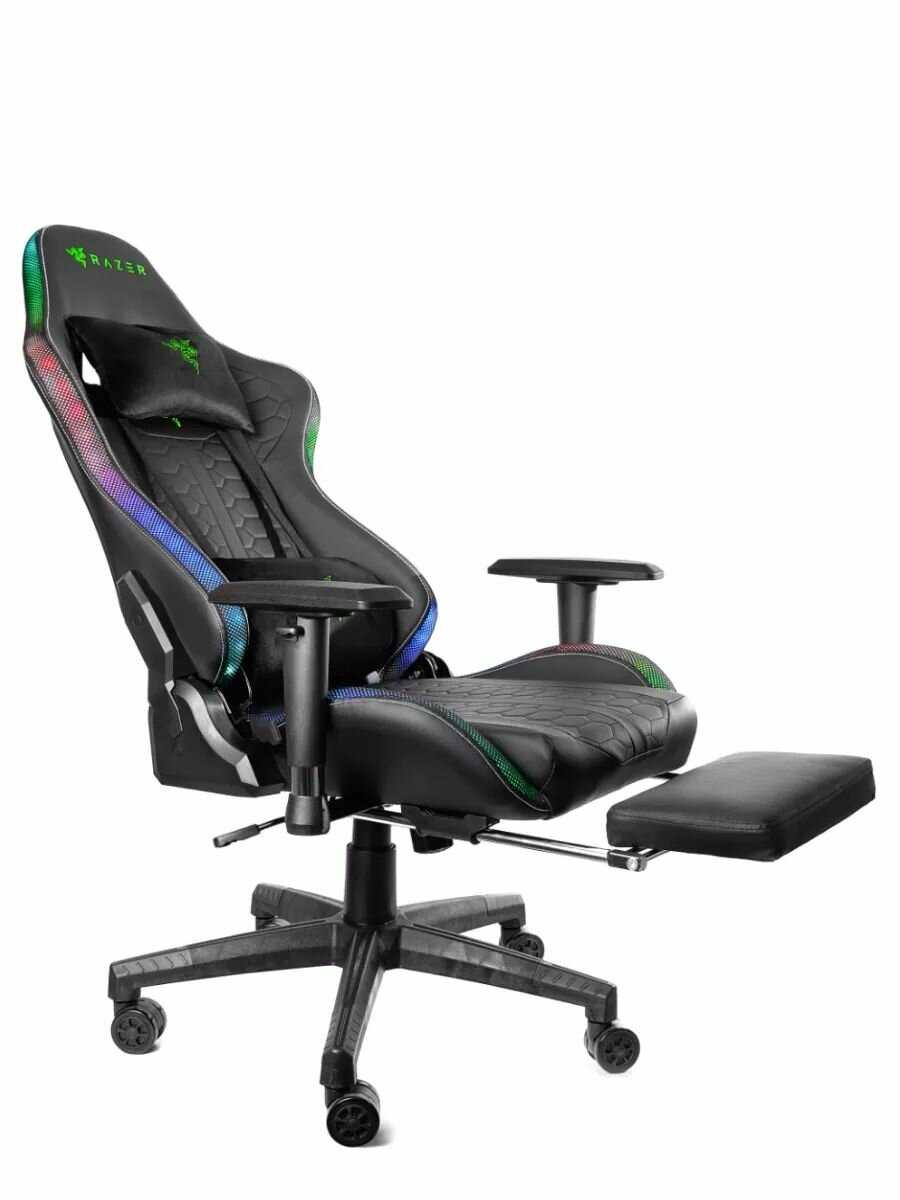 Игровое компьютерное кресло Jiqiao (с RGB подсветкой, динамиками, массажером и подставкой для ног) фотография 23