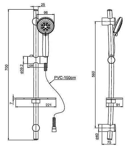 Душевой гарнитур Paini 50CR124P20, хром фотография 1