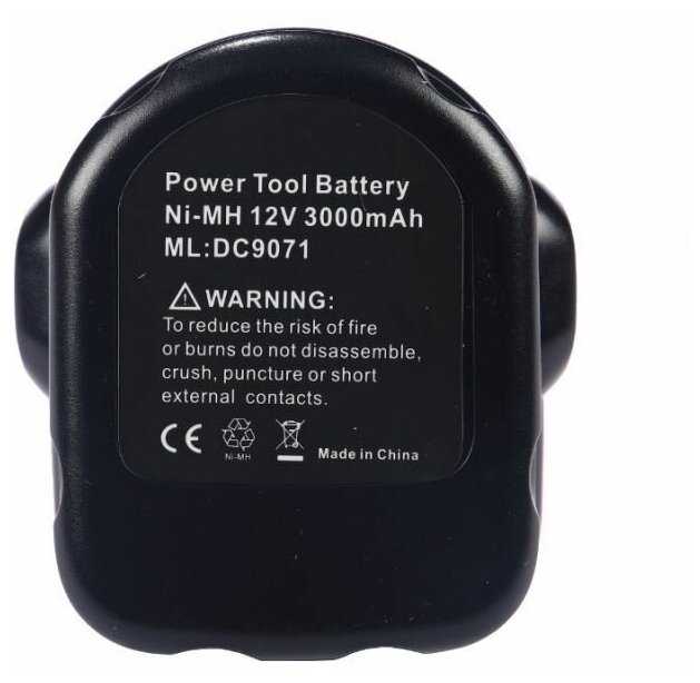 Аккумулятор для DeWalt DE9074 DWCB12 DE9071 DC9071 DW9071 DE9075 DC727KA DW927K2 DW981, 12V 3.0Ah Ni-Cd фотография 3