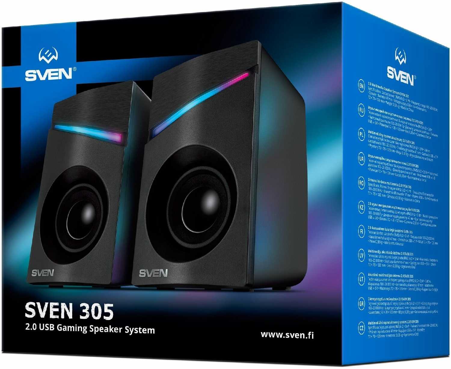 Колонки для компьютера SVEN 305 (USB, подсветка, 6 Вт) фотография 11